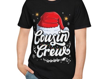 T-shirt souple unisexe de Noël Cousin Crew, chemise de vacances, vêtements d'hiver de Noël, t-shirt de Noël festif, tenue de fête de Noël
