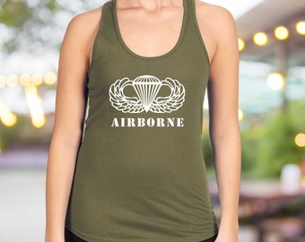 Airborne Paratrooper Women's Ideal Racerback Tank, Airborne women’s gift, Paratrooper women’s gift, Parachute women’s gift