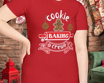 T-shirt souple unisexe de Noël, chemise des fêtes, vêtements d'hiver de Noël, t-shirt de Noël festif, équipe de pâtissiers de Noël