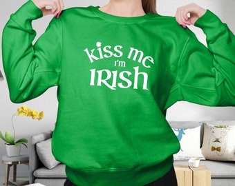 Kiss Me I'm Irish Unisex Heavy Blend Crewneck Sweatshirt, St. Patricks Day, Irish sweatshirt, Green Sweatshirt, St Paddys Day Sweatshirt