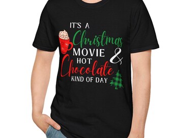 T-shirt souple unisexe de Noël, chemise de vacances, vêtements de Noël d'hiver, t-shirt de Noël festif, chemise de film de Noël