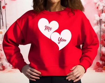 Me & You Valentines Day Sweatshirt Unisex Heavy Blend™ Crewneck Sweatshirt, Red Hearts, Valentine Gift, Women Valentine Sweatshirt