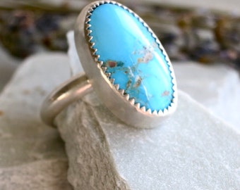 Turquoise ring in sterling silver mina maria turquoise sky blue turquoise cowgirl rings, sonoran gold turquoise, hand forged rings unisex