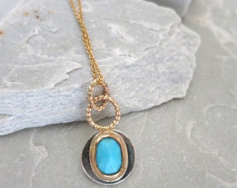 Dainty turquoise necklace gold chain bezelled turquoise necklace gifts for her, tiny turquoise necklace  turquoise jewelry