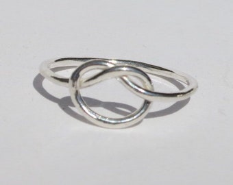 Silver knot ring, fine silver jewelry, fun twisted ring, hand forged, recycled silver, friendship ring