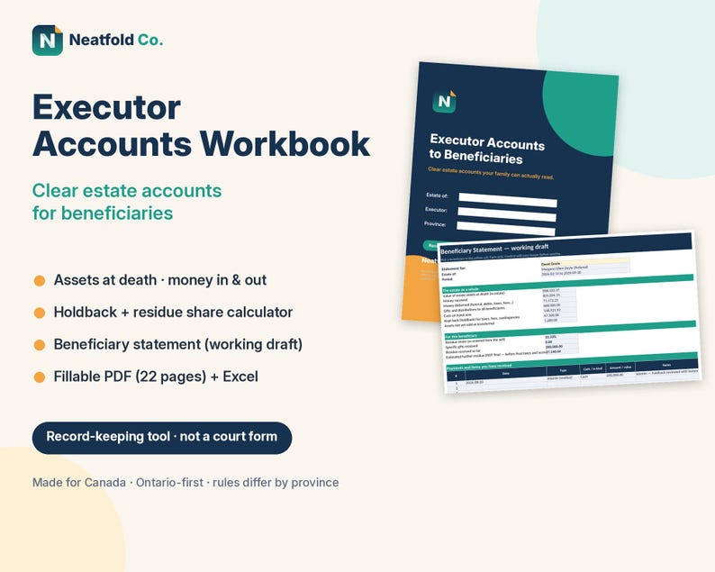 Neat Fold Co. cover image: Executor Accounts Workbook