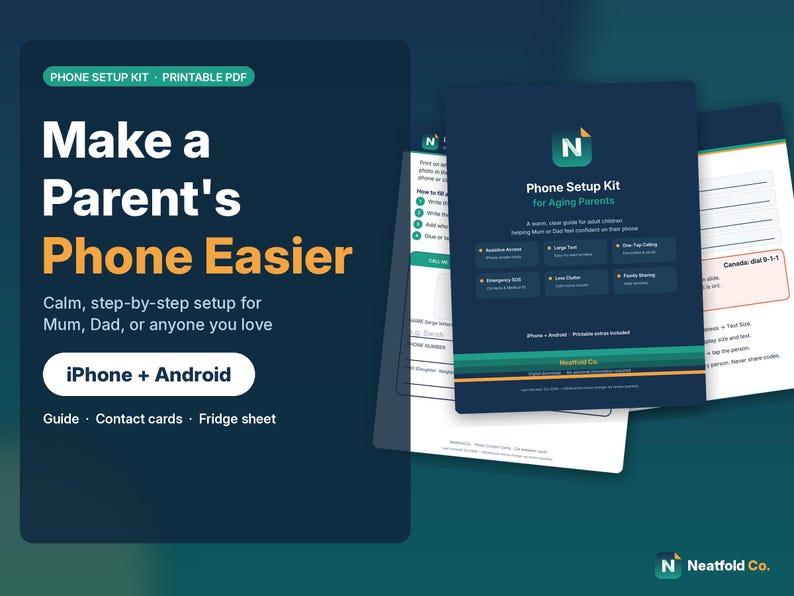 Neat Fold Co. cover image: Phone Setup Guide for Seniors
