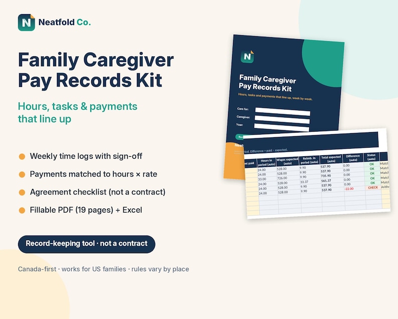 Neat Fold Co. cover image: Family Caregiver Pay Records Kit