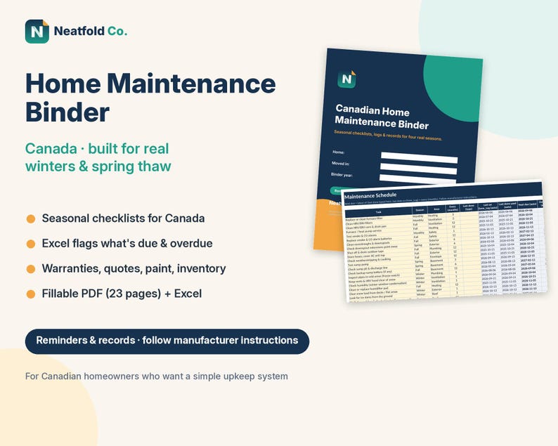 Neat Fold Co. cover image: Canadian Home Maintenance Binder