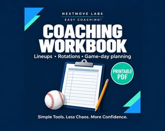 Parent-Coach Baseball Workbook • Lineup, Rotation, Game-Day Planner (12-Page PDF)