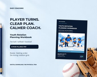 Fillable Youth Baseball Softball Rotation Planner • Game Day Lineup PDF (Digital Download)