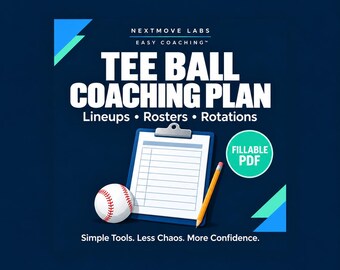 Tee Ball Coach Practice Plan, Fillable PDF Lineup, Roster & Rotation Sheets, Printable