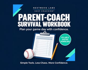 Parent-Coach Survival Workbook, Fillable Game-Day Planner (Digital Download)