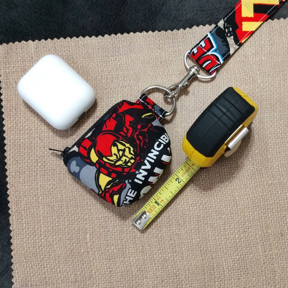 Iron Man AirPods Case with Lanyard Marvel Fabric Zipper