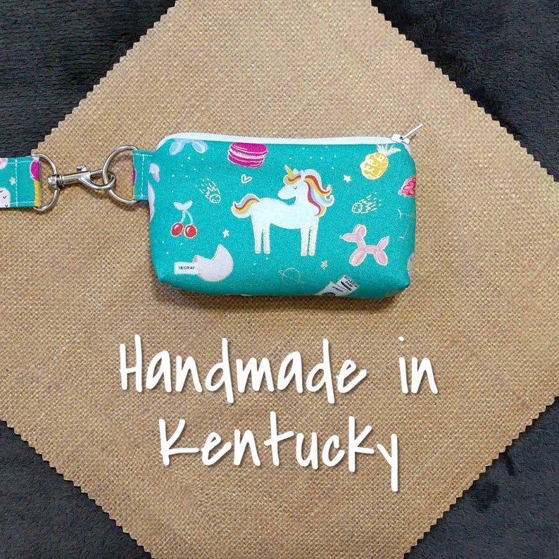 Unicorn Wallet Keychain Wristlet Fabric with Zipper