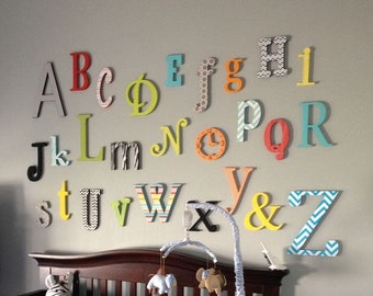 Wooden Alphabet Letters Cutout Set -Unpainted Wooden Letter - Alphabet Wall- mixed fonts and sizes- ABC Wall- Gift- Baby Shower