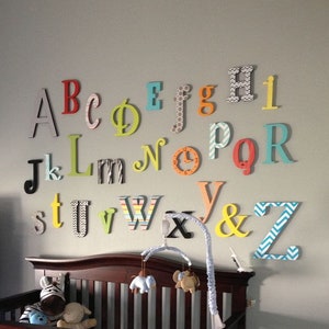 Wooden Alphabet Letters Cutout Set -Unpainted Wooden Letter - Alphabet Wall- mixed fonts and sizes- ABC Wall- Gift- Baby Shower