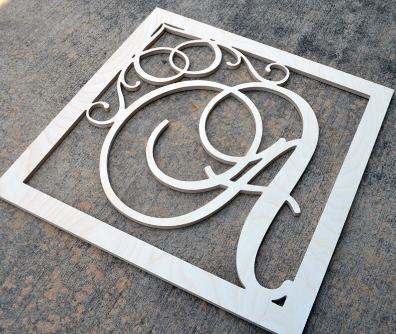 Wooden Monogram Initials Large Script Letters Wall Hanging Etsy