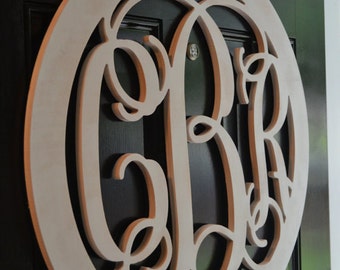 Monogram Door Hanger - Front Door Initials Sign - Bedroom Wall Custom Wood Monogram - Nursery Wood Door Hanger