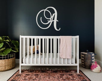 Nursery Baby Letters - Script Wooden Initials - Above Crib Room Wall Decor - Wall Hanging Wood Letters
