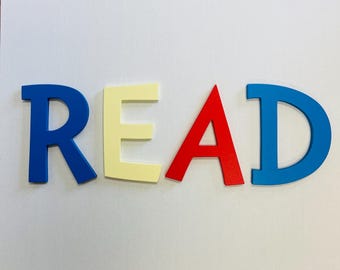 Letrero de lectura para pared: letras minimalistas de lectura, letrero de lectura personalizado o decoración para rincón de lectura, decoración moderna para habitación infantil y aula.