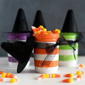 Witch Mason Jars Witch Hat Mason Jars Halloween Mason Jars image 1