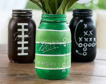 Terrain de football Mason Jar - QUART SIZE Football Mason Jar