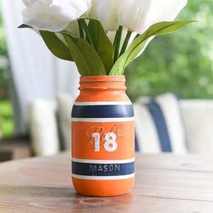 Football Jersey Painted Mason Jar QUART SIZE Painted Football Jersey Mason Jar Custom Football Mason Jar Set image 1