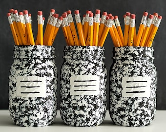 School Theme Mason Jars - Teacher Gift Mason Jar - Painted Distressed Mason Jars - College Student Gift