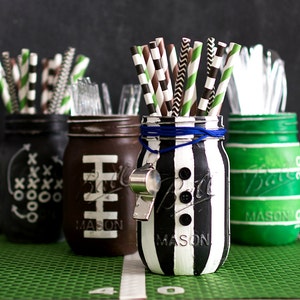 Referee Mason Jar - (1) ONE MASON JAR - Painted & Distressed Referee Jar - Game Day Mason Jars - Football Party