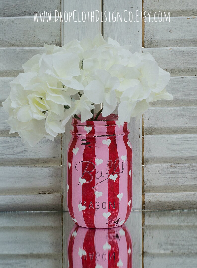 Valentine's Painted Mason Jars Hearts Painted Mason Jars Etsy