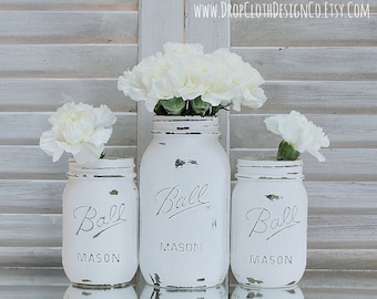 Painted Mason Jar - Annie Sloan Chalk Paint in Pure White