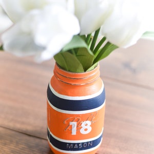 Football Jersey Painted Mason Jar QUART SIZE Painted Football Jersey Mason Jar Custom Football Mason Jar Set image 3