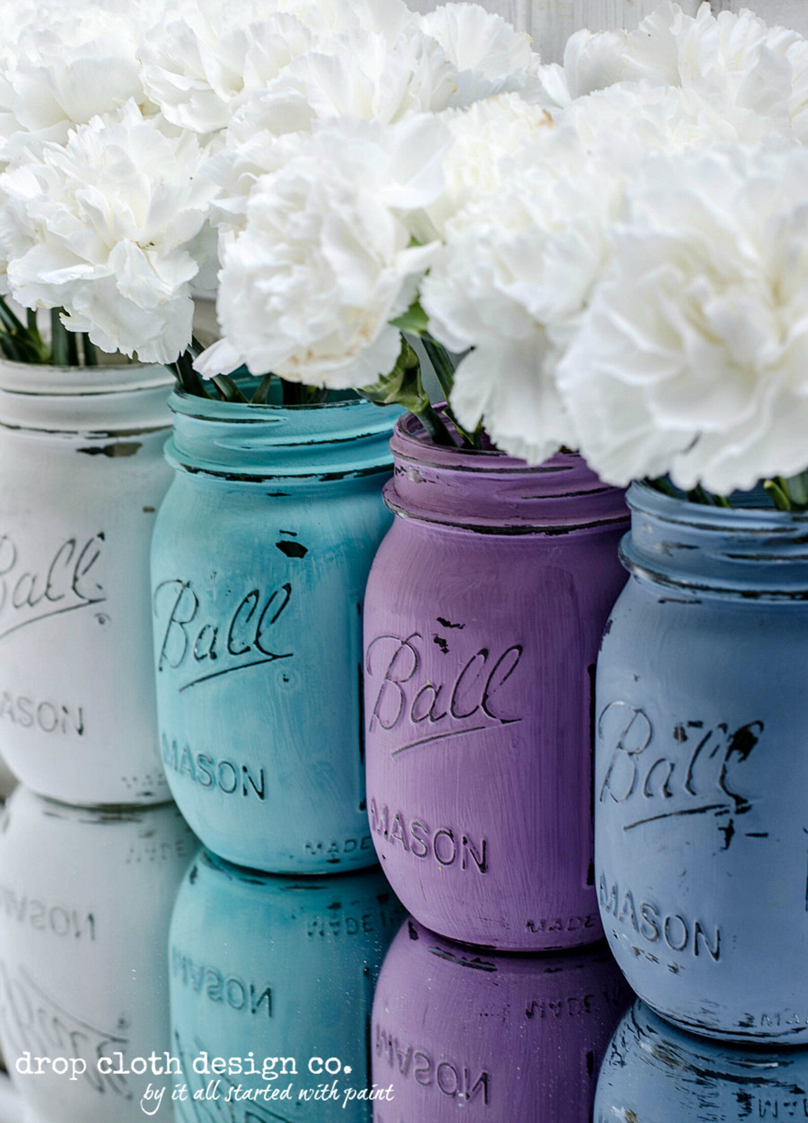 Painted & Distressed Mason Jar Spring Colors Etsy