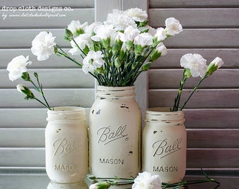 Shabby Set Annie Sloan Chalk Paint Mason Jar Vases
