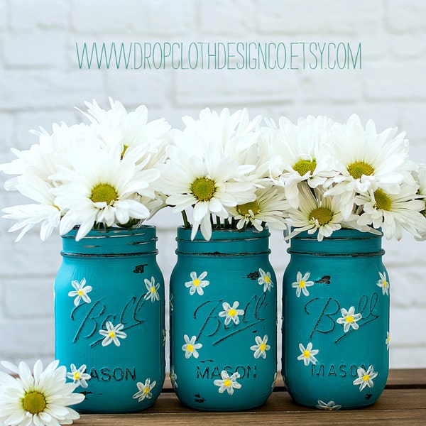 Teal Mason Jar Etsy