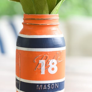 Football Jersey Painted Mason Jar QUART SIZE Painted Football Jersey Mason Jar Custom Football Mason Jar Set image 4