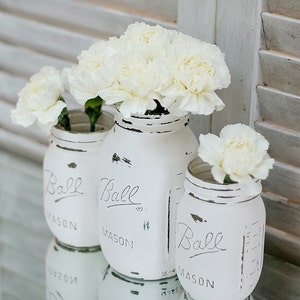 Painted Mason Jar Annie Sloan Chalk Paint in Pure White image 3