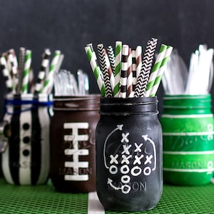 Football Mason Jars Football Party Mason Jar Set Boys Party Football Sports Mason Jars image 5