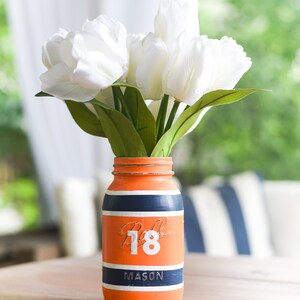 Football Jersey Painted Mason Jar QUART SIZE Painted Football Jersey Mason Jar Custom Football Mason Jar Set image 2