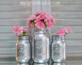 Silver Painted Mason Jar Set