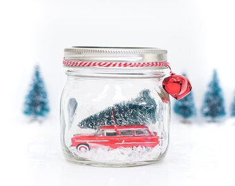 Vintage Wagon in Mason Jar Snow Globe - Chevrolet Two-Ten Handyman Wagon Snow Globe Kit