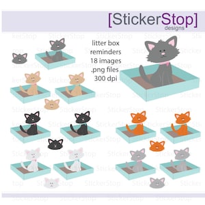 Litter Box Reminder, PNG Digital Clipart - Instant download - cats, kittens, kitty, animals, cat box reminder, clean litter box sticker