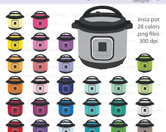 May include: A set of 28 colourful instant pot stickers. The stickers are in various colours, including red, blue, green, yellow, and purple. The stickers are 300 dpi and are available as PNG files.
