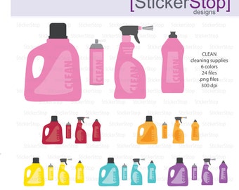 Cleaning Supplies CLEAN Reminder Digital Clipart - Instant download PNG files