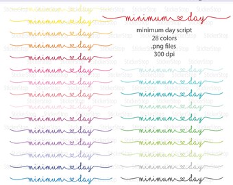 Minimum Day Script Icon Digital Clipart in Rainbow Colors - Instant download PNG files
