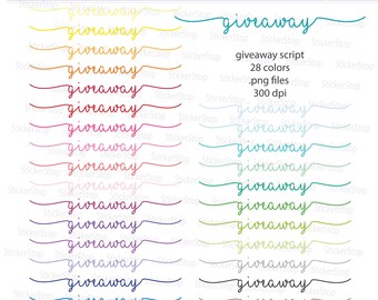 Giveaway Reminder Script Icon Digital Clipart in Rainbow Colors - Instant download PNG files