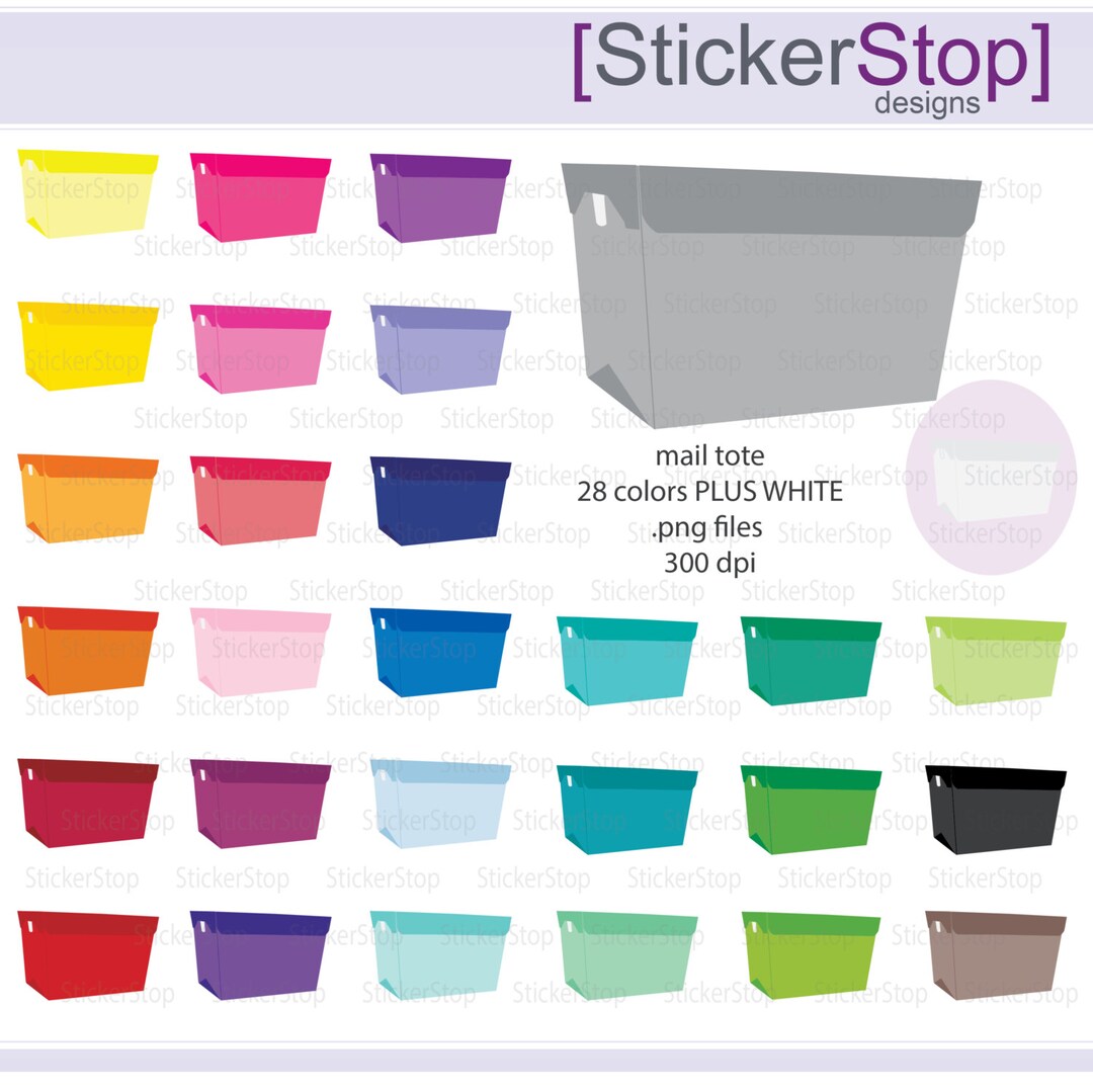 Post Office Bin or Mail Tote Icon Digital Clipart in Rainbow Etsy