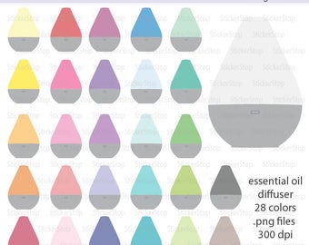 Essential Oils Diffuser Clipart 28 colors, PNG Digital Clipart - Instant download - aromatherapy