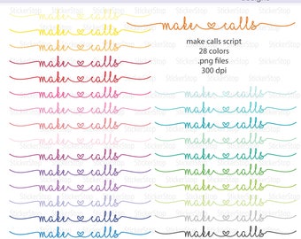 Make Calls Script Icon Digital Clipart in Rainbow Colors - Instant download PNG files